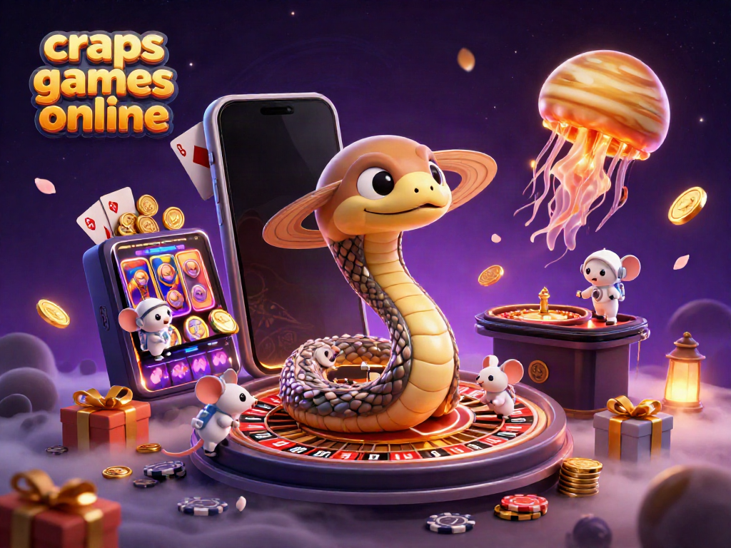 Bet on craps games online with a vibrant 3D cosmic illustration featuring unique characters and game elements.