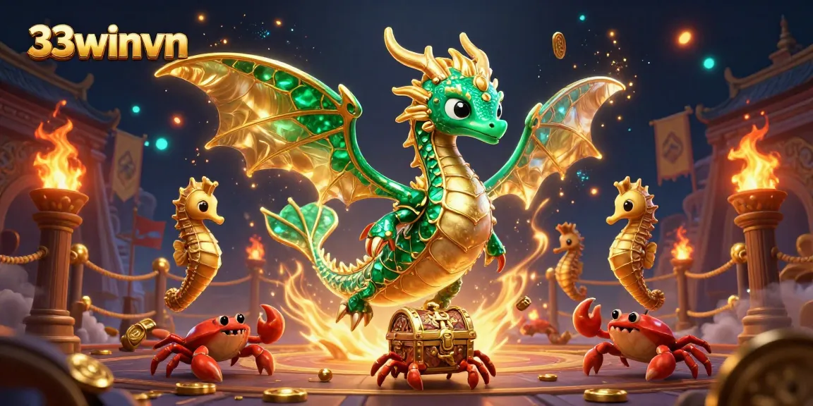 Engage in thrilling gameplay with 33winvn's vibrant underwater casino adventure featuring a treasure chest.
