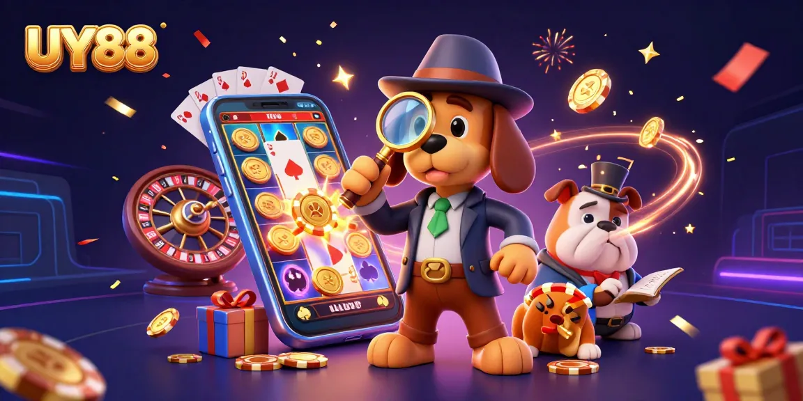 Engage with UY88's thrilling gambling experience through vibrant characters and dynamic casino elements.