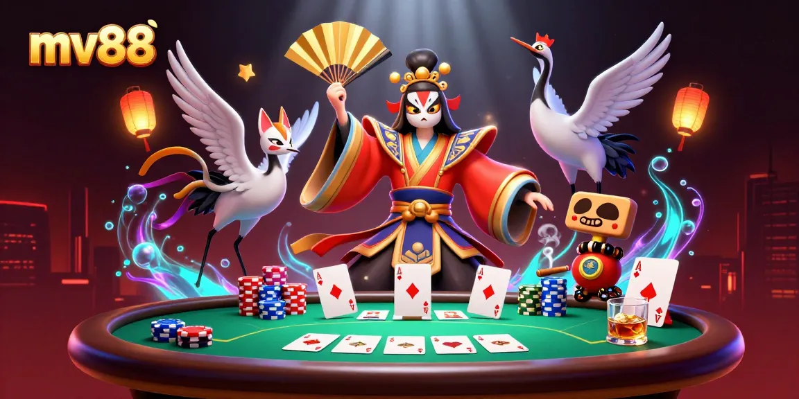 Experience thrilling gameplay at mv88 with casino-themed kabuki warriors and dynamic poker action.