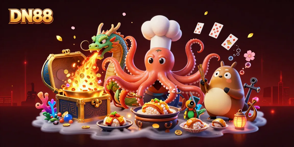 Experience thrilling gameplay at DN88, featuring a vibrant underwater scene with unique characters and exciting casino elements.