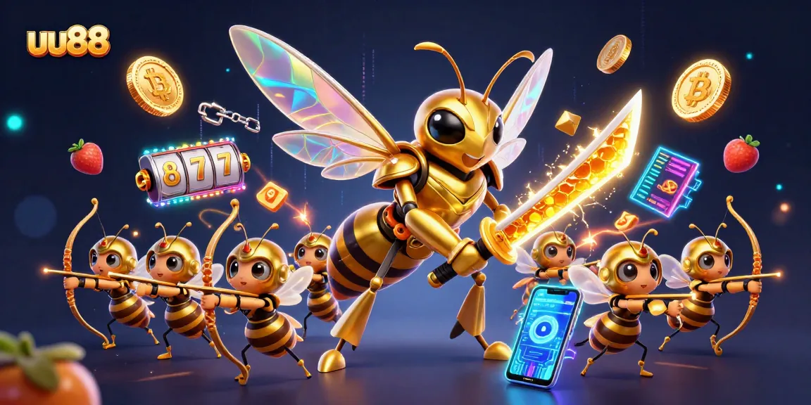 Experience the thrill of uu88 with a dazzling 3D illustration showcasing vibrant casino elements and engaging characters.