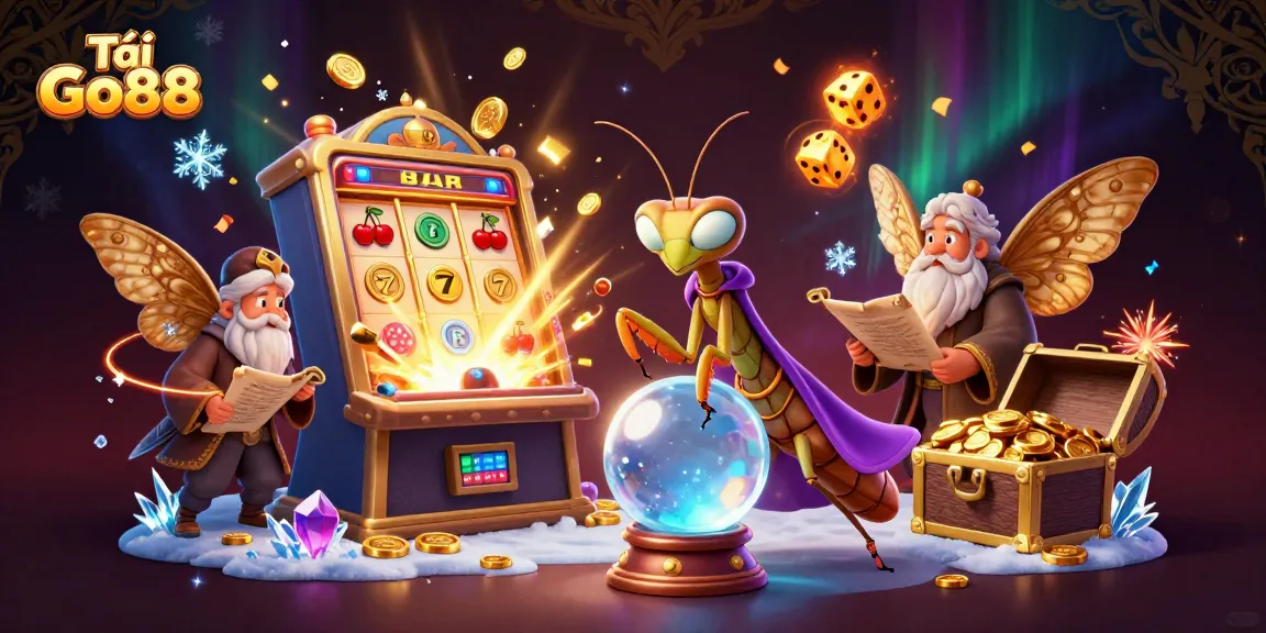 Tải Go88 app with vibrant casino gaming elements, featuring a dynamic 3D illustration scene