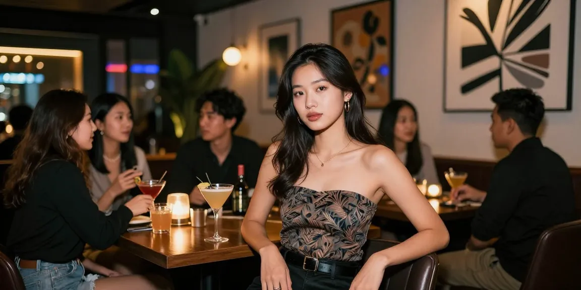 Gái gọi tận hưởng không gian sống động của quán bar với bạn bè.