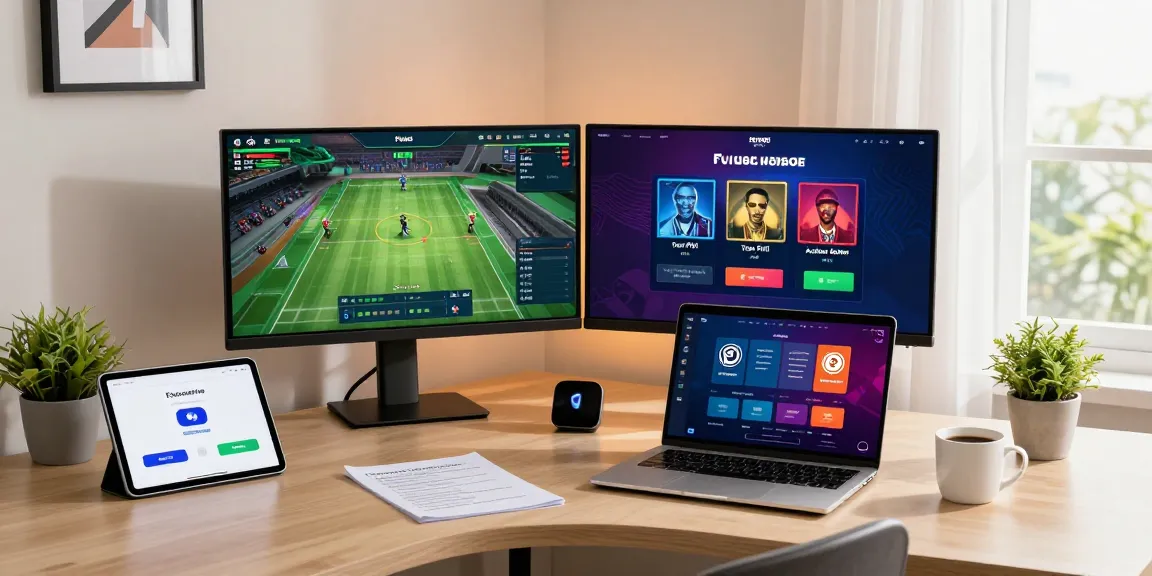 Funexchange betting platform in modern home office with live sports interfaces.