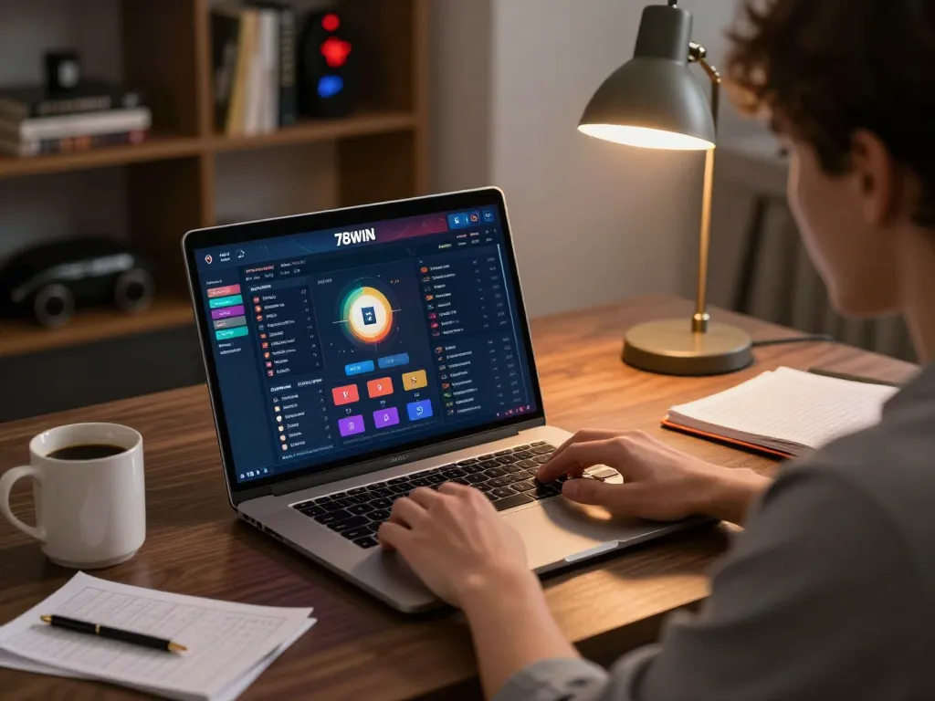 The 78WIN online betting interface displayed on a laptop, capturing a focused online gaming moment.