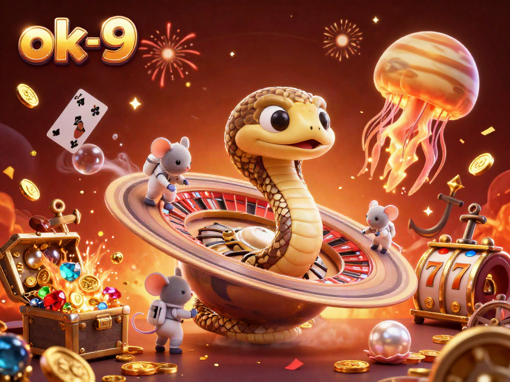 Experience the dazzling gaming universe at ok-9 with vibrant characters and thrilling casino elements.