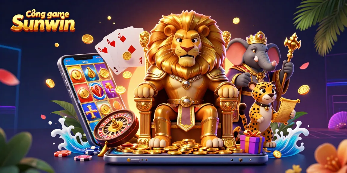 Cổng game Sunwin players enjoying a vibrant casino scene with dynamic characters and gaming elements.
