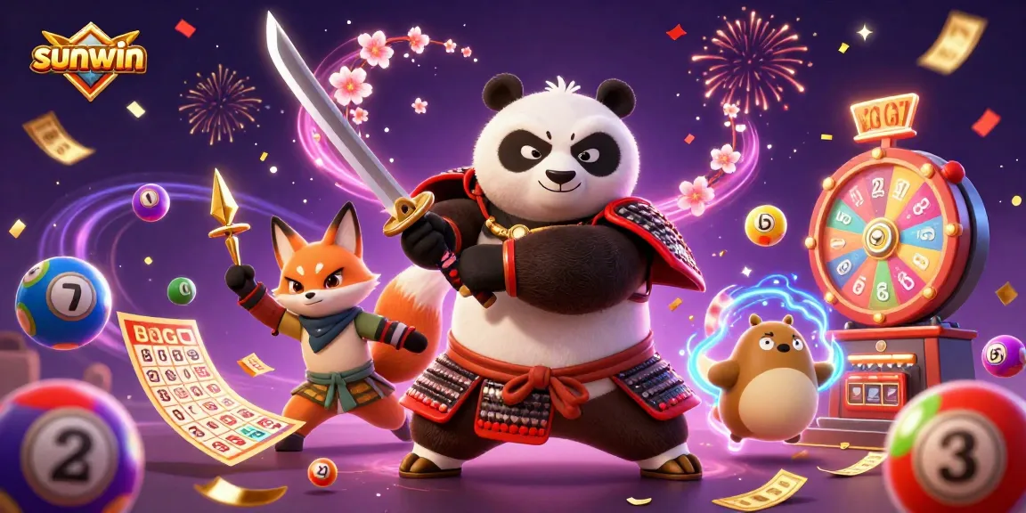 Experience thrilling gameplay with Sunwin's vibrant lottery scene featuring dynamic characters and casino elements.