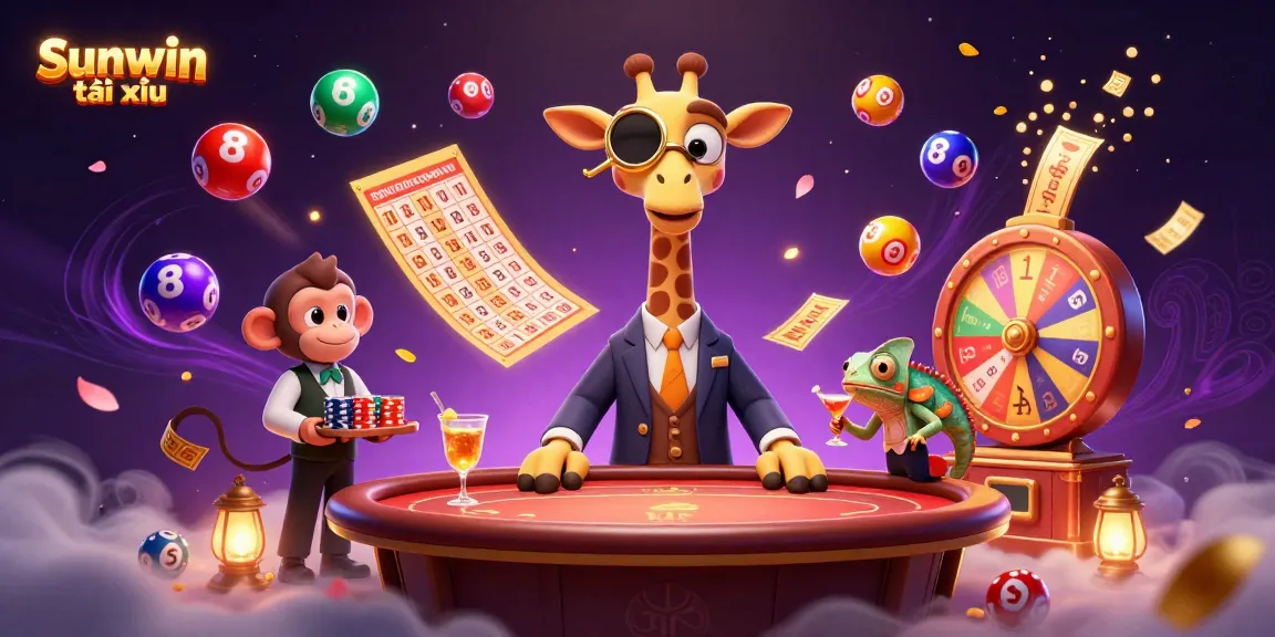 Experience thrilling gameplay at Sunwin tài xỉu with vibrant scenes featuring cartoon characters and gambling dynamics.