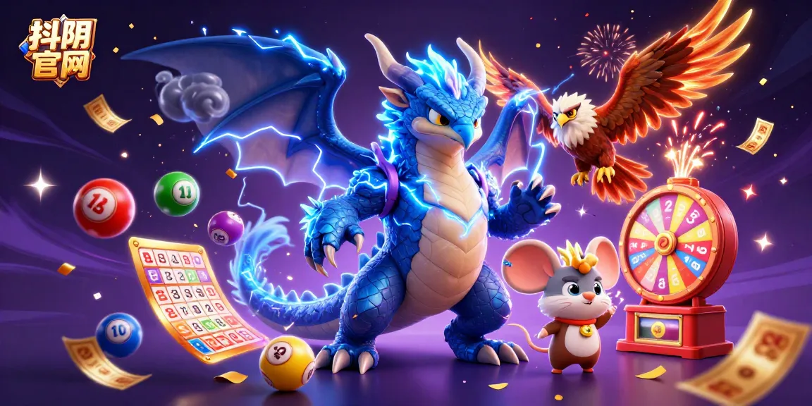 Engage with 抖阴官网's dynamic gaming experience featuring vibrant lottery elements in a celebratory scene.