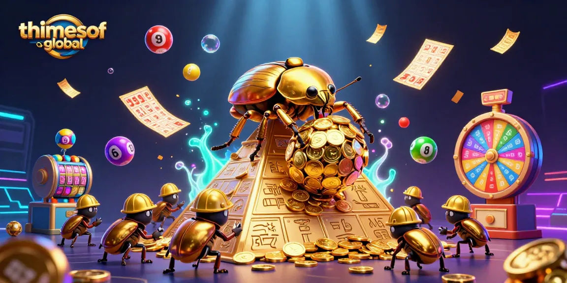Thetimesofglobal showcases an energetic lottery scene with vibrant characters and dynamic game elements.