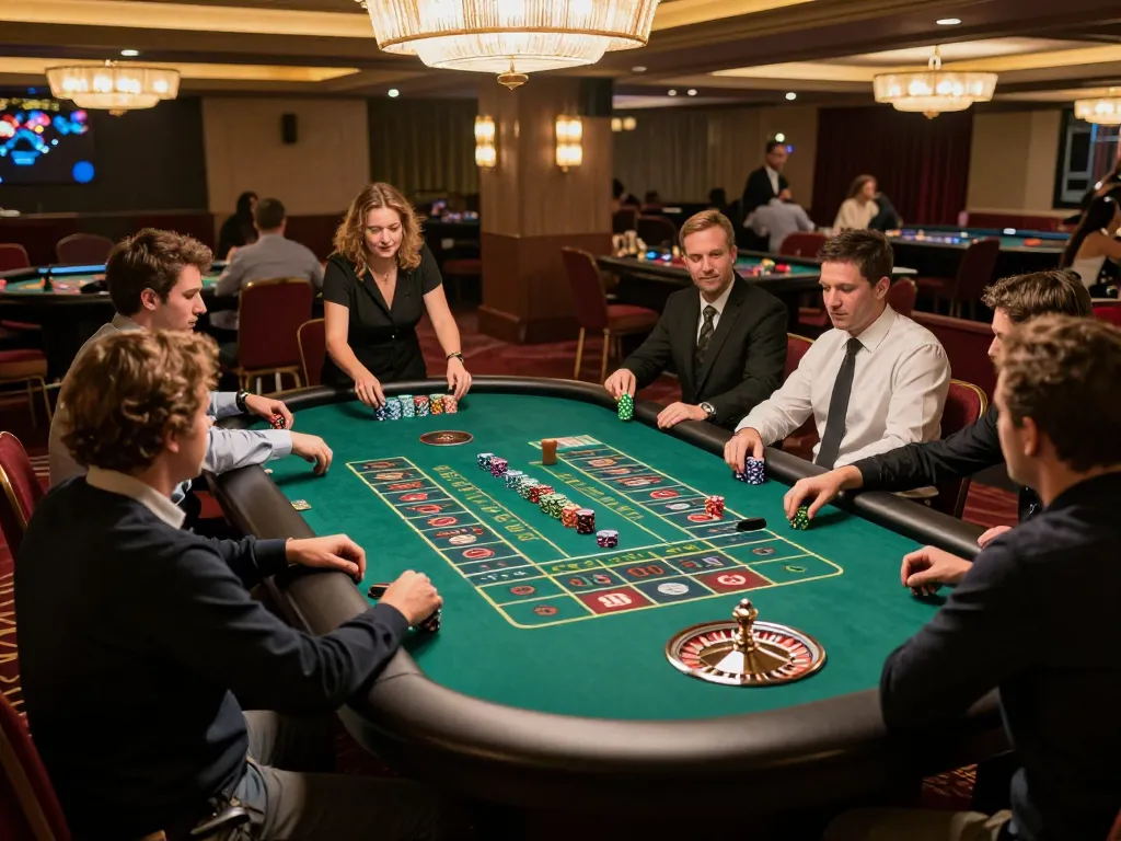 Players engaged in a thrilling roulette game at Vin88 casino, showcasing the excitement and luxury of live betting.