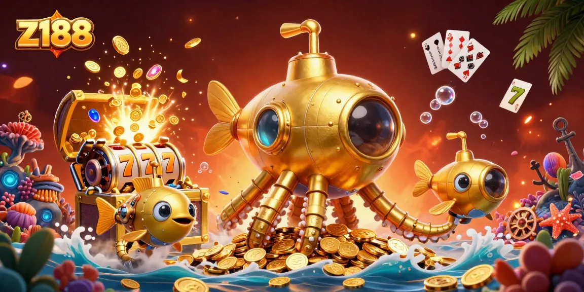 Experience the excitement of z188 with thrilling slot games and underwater treasures amidst vibrant casino elements.