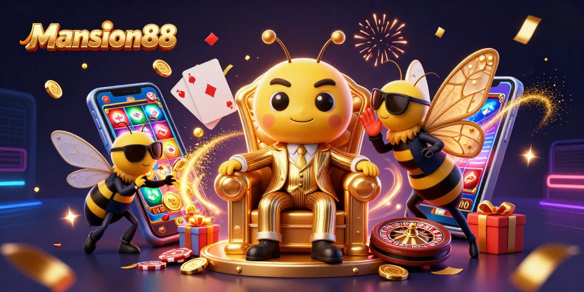 Engage with Mansion88's immersive casino experience amid a colorful, dynamic gaming scene.