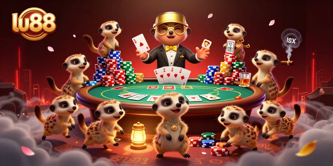 Engage in thrilling gameplay with lu88 at a meerkat-run casino, showcasing poker excitement.