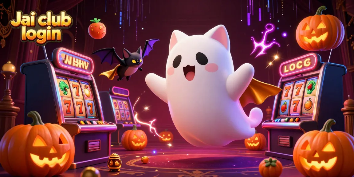 Immerse in the thrill of Jai club login with a ghost cat and vibrant gaming elements highlighting the casino experience.