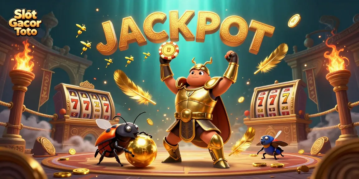 Experience the thrill of Slot Gacor Toto with vibrant characters and dynamic jackpot features in this exciting illustration.
