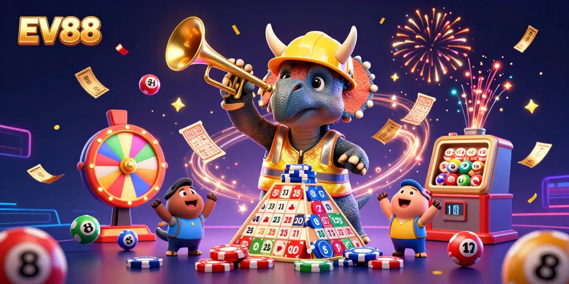 Win big with EV88: an exciting 3D celebration of gaming with vibrant illustrations and action