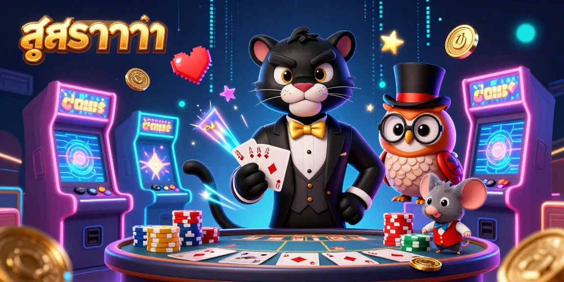 Engage in สูตรบาคาร่า strategies with our vibrant 3D illustration showcasing card game fun and casino excitement.