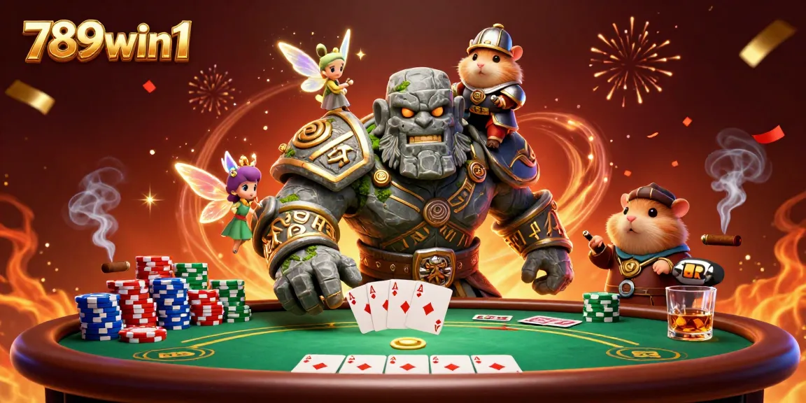 Engage in thrilling poker action with 789win1's charismatic characters and casino elements.