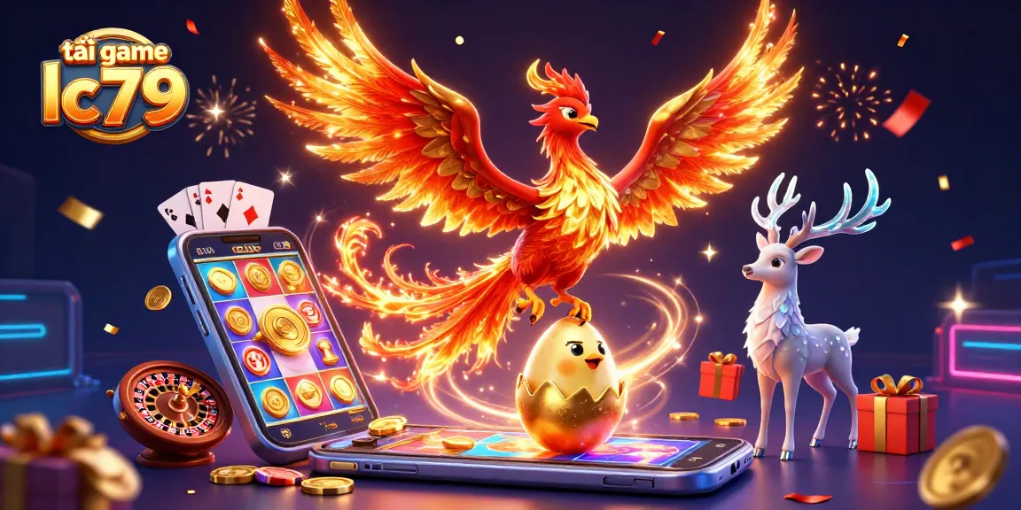 Tải game lc79 với hình ảnh rực rỡ của huyền thoại phượng hoàng đang bay cao giữa các trò chơi slot hấp dẫn.