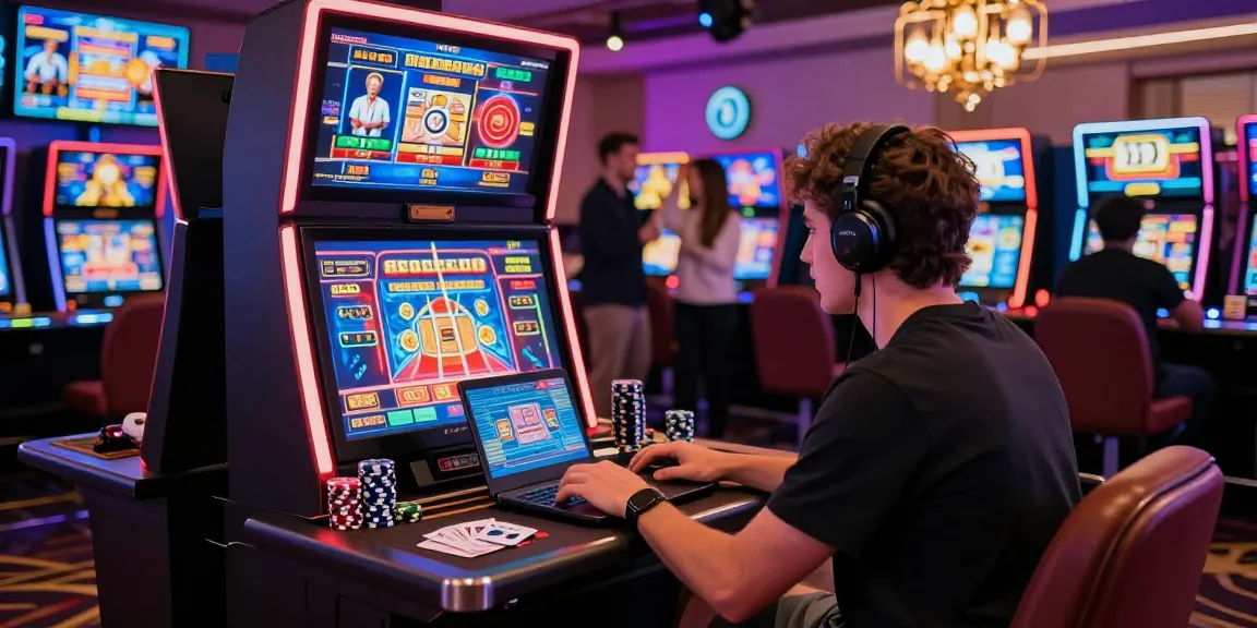 Player enjoying a game at casinos that accept credit cards, surrounded by vibrant lights and exciting atmosphere.
