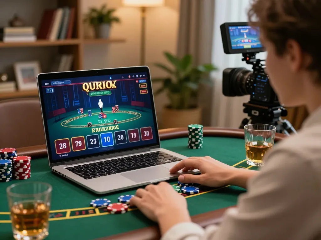Engaging in responsible gaming at 888bgo while playing live dealer blackjack on a laptop at home.