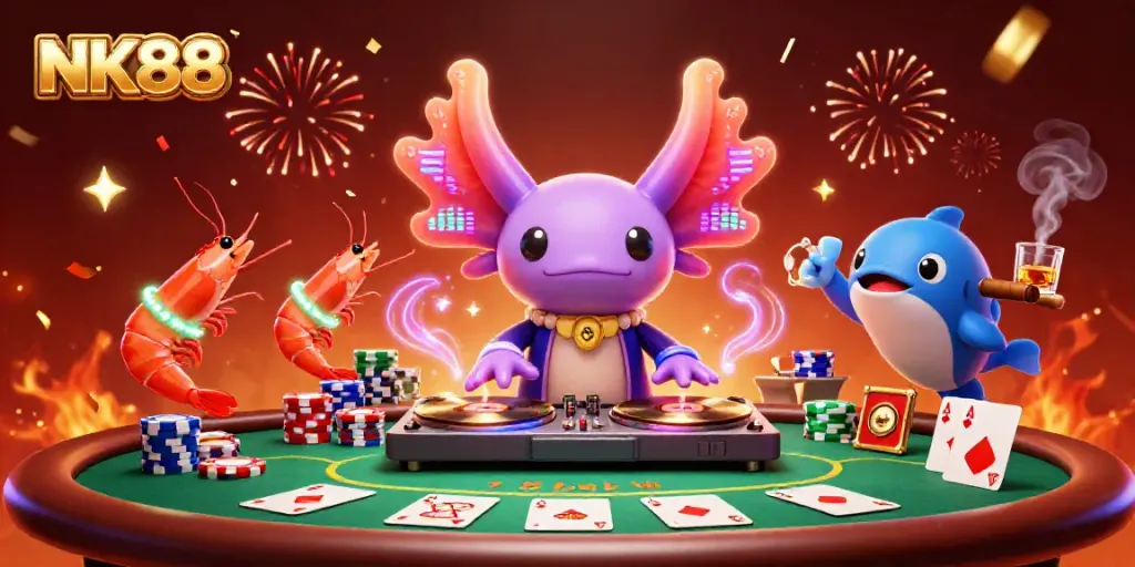 Experience thrilling gaming at NK88 with vibrant characters in an exciting casino scene.