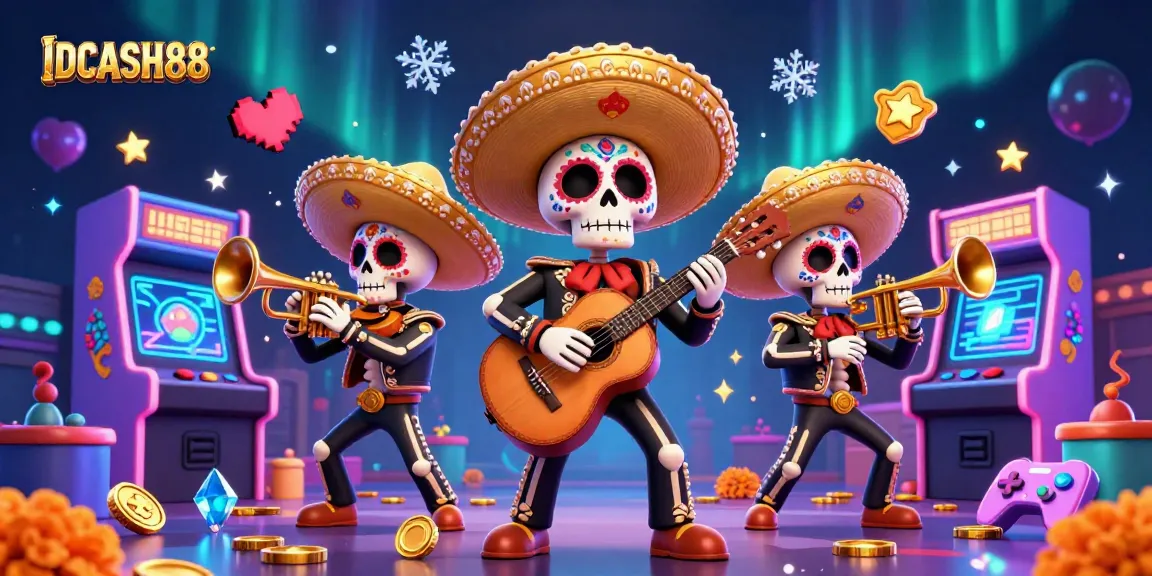 Play at IDCASH88 with vibrant mariachi characters against an engaging casino backdrop.