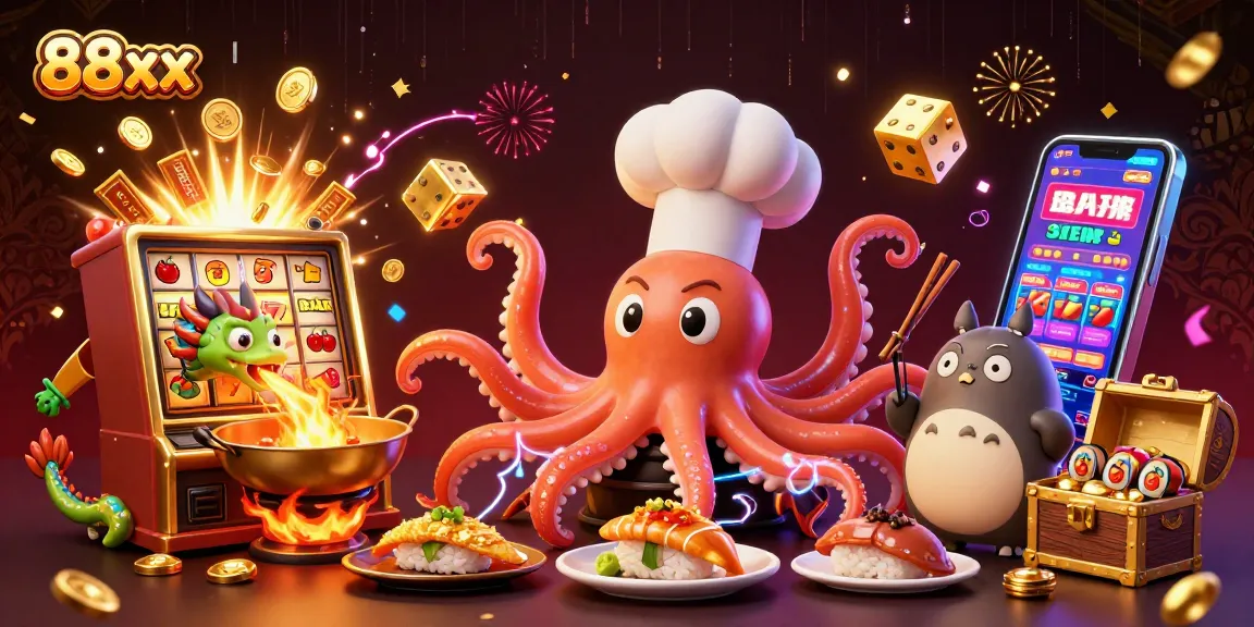 88xx slot enthusiasts enjoy a vibrant casino atmosphere with cartoon characters and dynamic gaming elements.