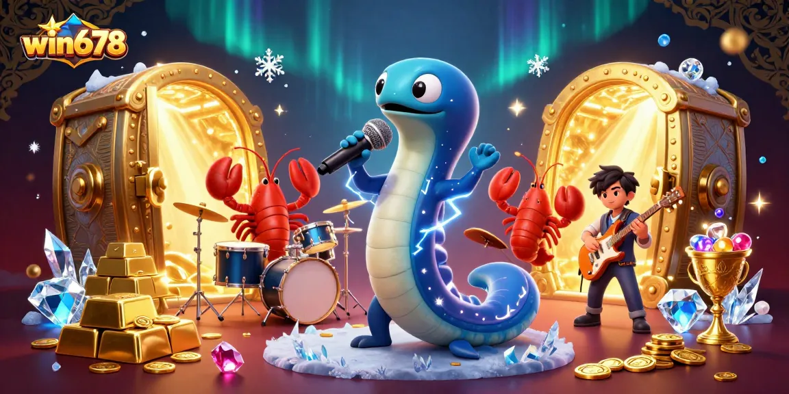 Experience the thrill of win678 with vibrant graphics featuring an electric eel DJ performing