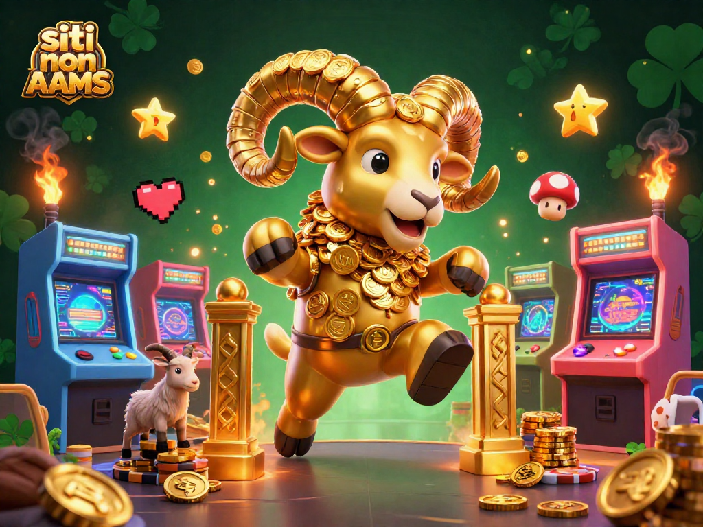 Gioca sui siti non AAMS con un'illustrazione di casinò ricca di dettagli, tra rami d'oro e macchine arcade.