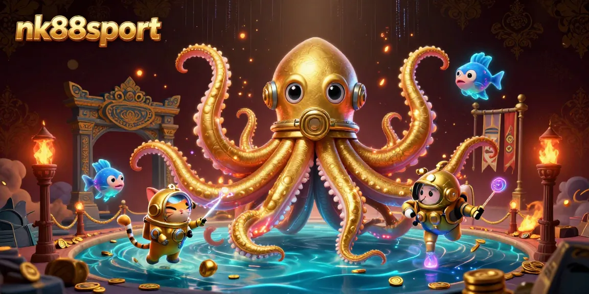 Experience thrilling gameplay with nk88sport as the kraken emerges from treasure-filled depths with vibrant characters.