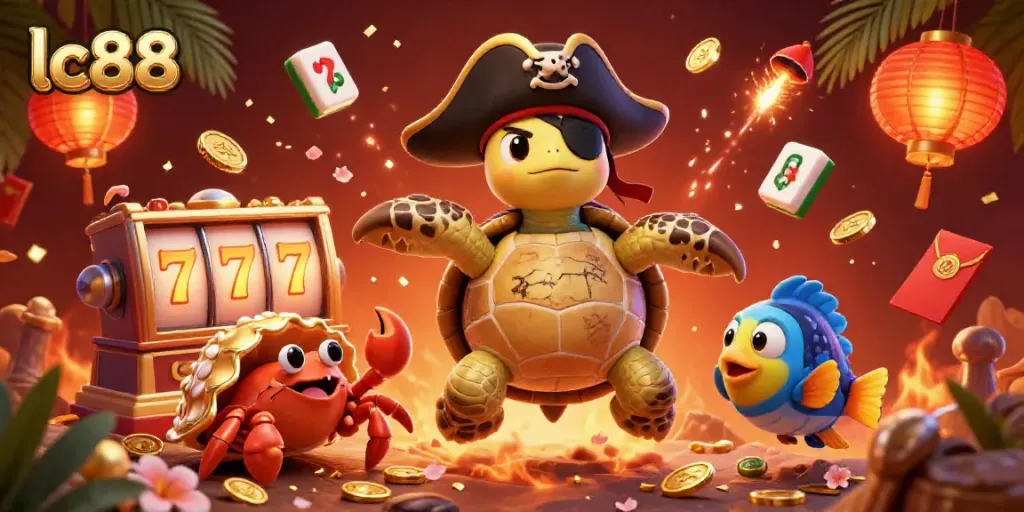 Experience thrilling gameplay at lc88 with a lively scene of characters and casino-themed elements.