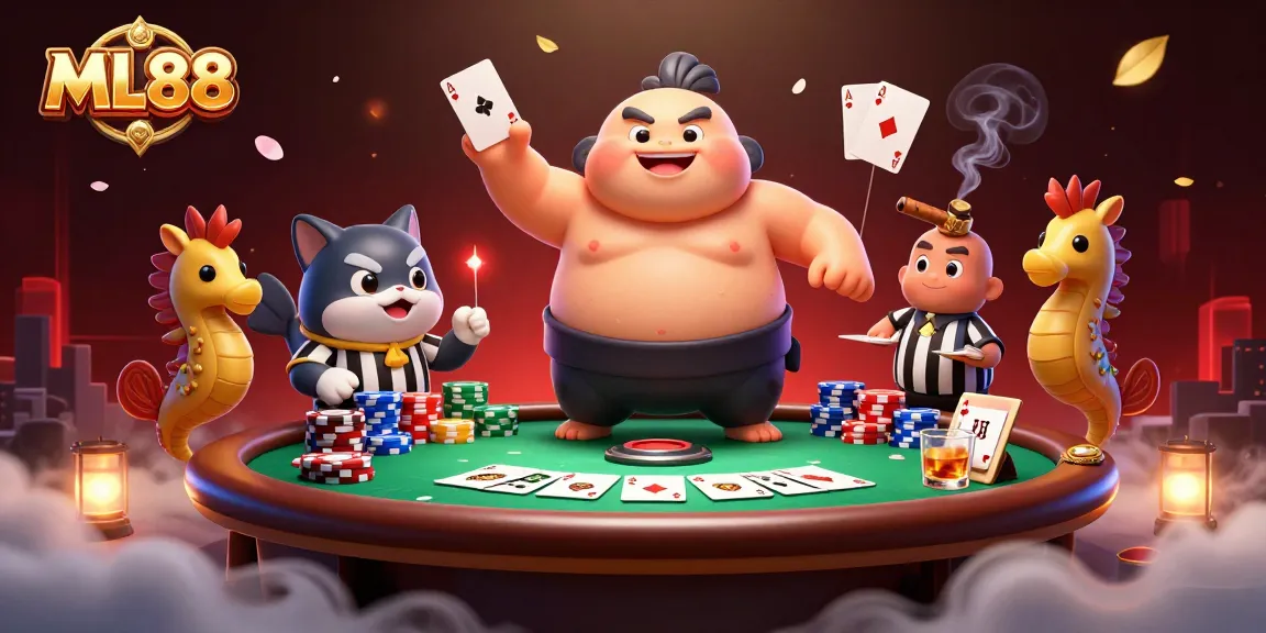 ML88 engages players in a dynamic underwater poker scene with lively characters and rich casino elements.