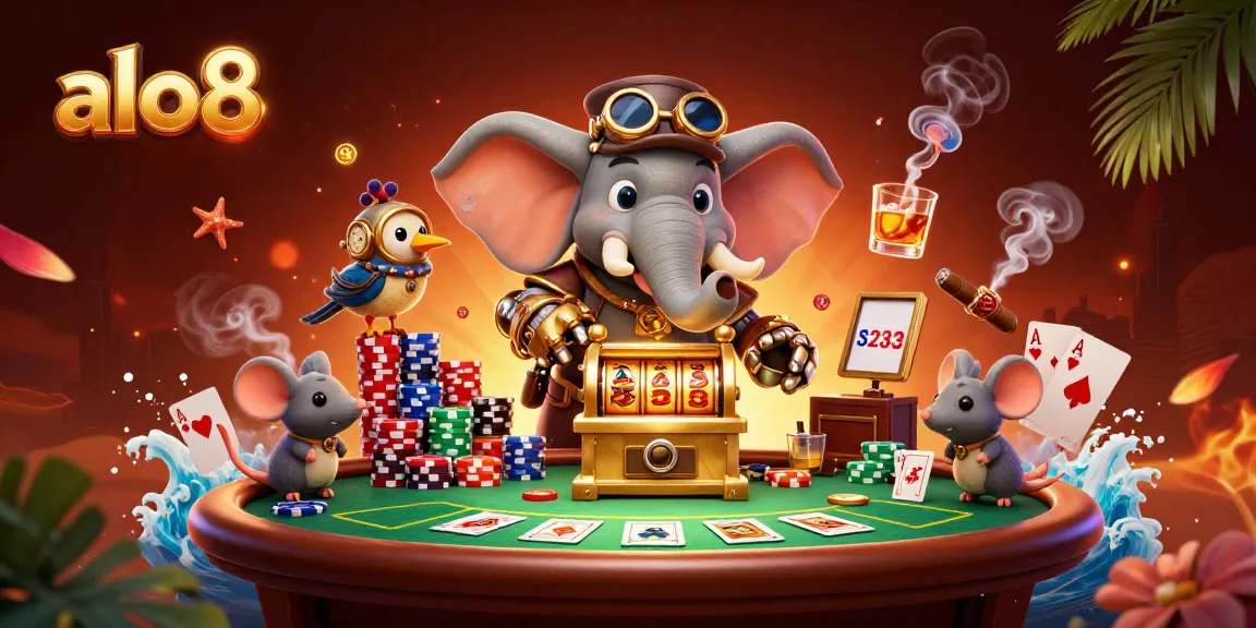 Engage with ALO8's immersive slot gaming experience, featuring a dynamic steampunk scene.