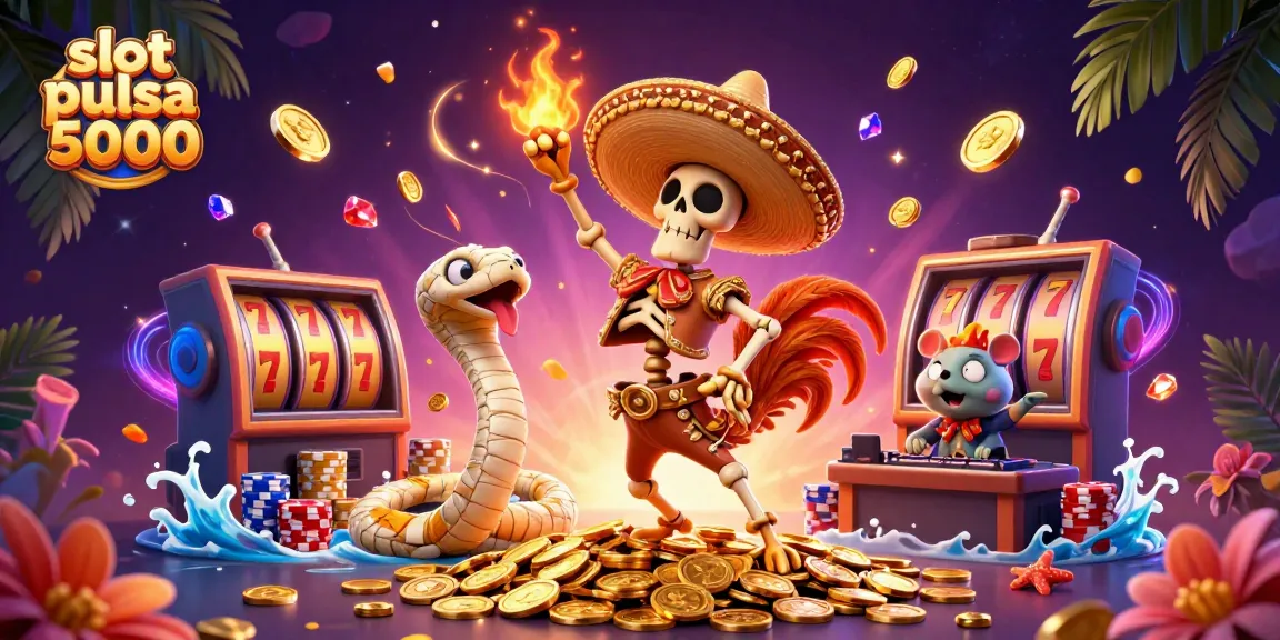 Mainkan slot pulsa 5000 dengan karakter unik dalam ilustrasi 3D penuh warna dan detail.