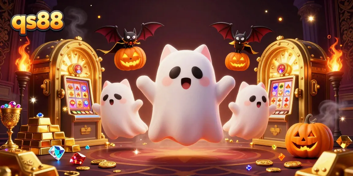 Experience the thrills of qs88 with a vibrant haunted casino scene filled with treasures.
