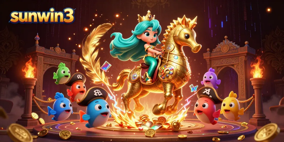 Experience the vibrant thrill of sunwin3 with a captivating underwater scene featuring a mermaid princess and dynamic casino elements.