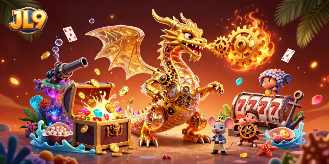 Win big at JL9 with an immersive 3D casino illustration featuring dynamic gaming action.